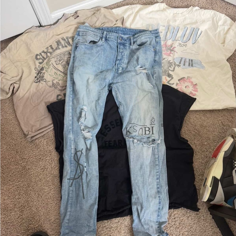 Ksubi Faded Blue Ripped Skinny Jeans